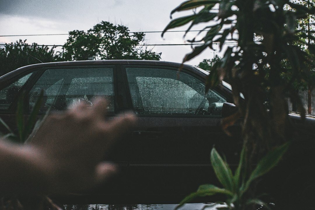 person washing car by hand